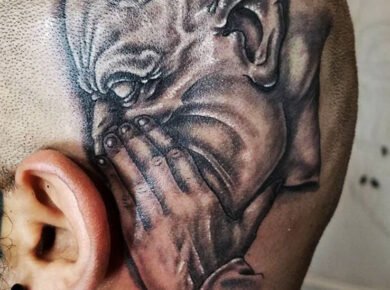 Devil Whispering in Ear Tattoo