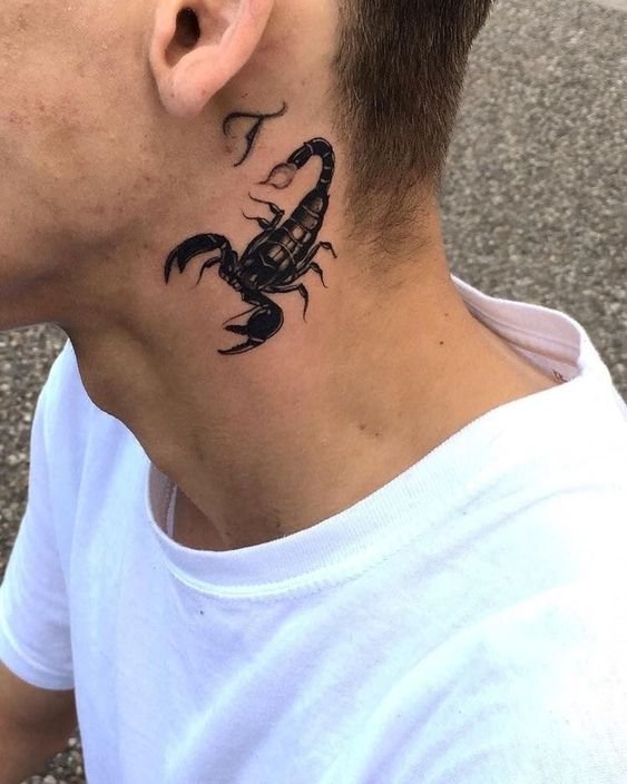 Scorpion neck tattoo