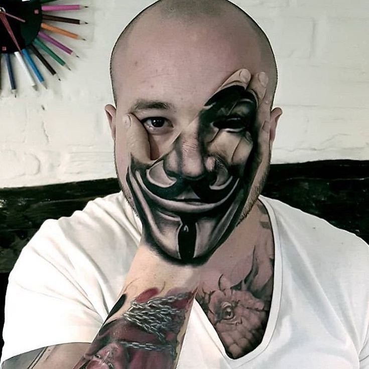 v for vendetta mask hand tattoo