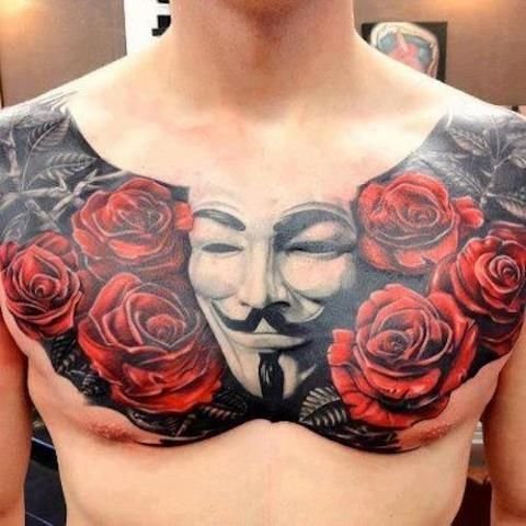 v for vendetta tattoo chest