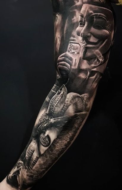 v for vendetta epic sleeve tattoo