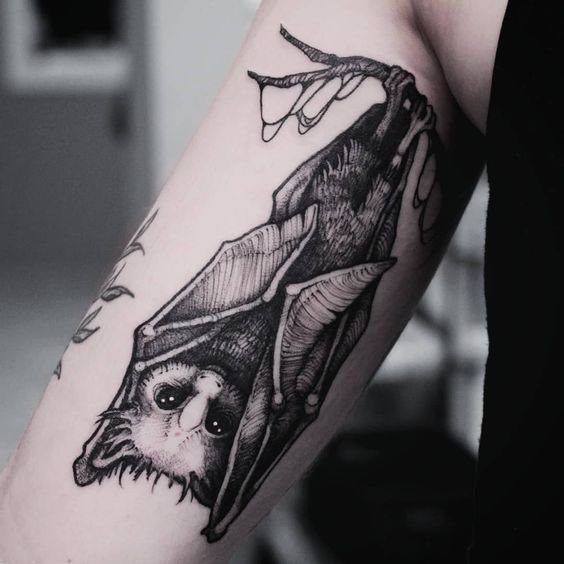 hanging bat tattoo