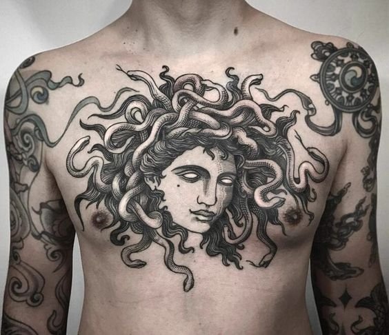medusa chest tattoo